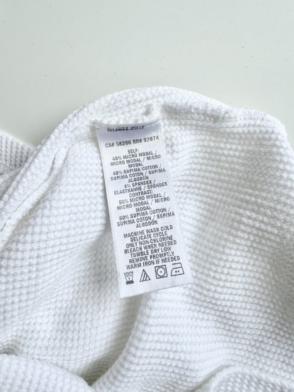 SPLENDID Forever White Micro Modal Cotton Waffle Knit Henley T-Shirt, Size S - Picture 16 of 16